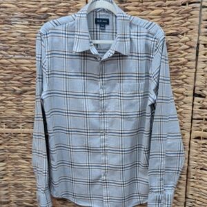 Kit + Ace Grey Blue And Brown Button Down Shirt Long Sleeves Size M
